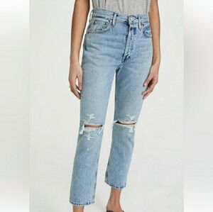Agolde Riley Distressed Cropped Jeans